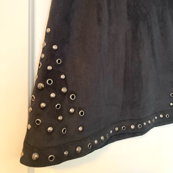 NWT Black Suede Studded Mini Skirt - Picture 2 of 6